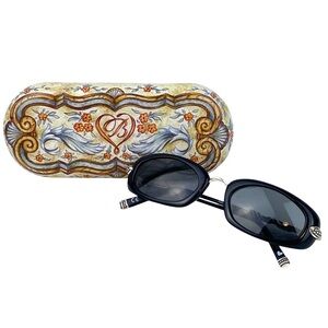 Brighton Ribbons in the Sky Sunglasses Black Silver Scrollwork Retired With Case